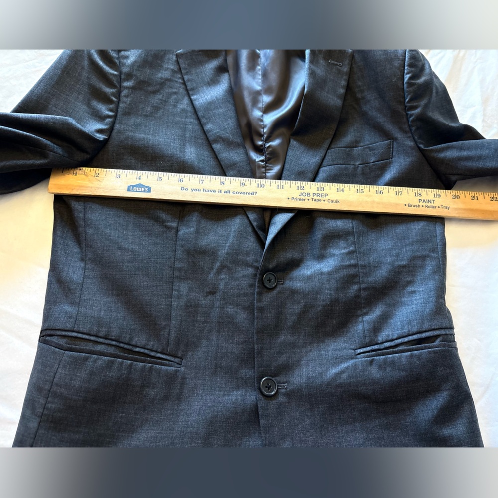 Classic Women's Charcoal Gray Blazer Two-Button Structured Suit Jacket M L - Picture 6 of 11